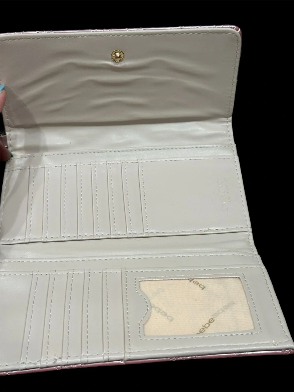 bebe Quilted Metallic Rose Pink Wallet Wristlet